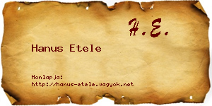 Hanus Etele névjegykártya